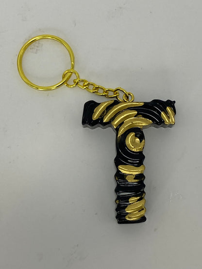 Black & Gold Ripple Letter Keychains