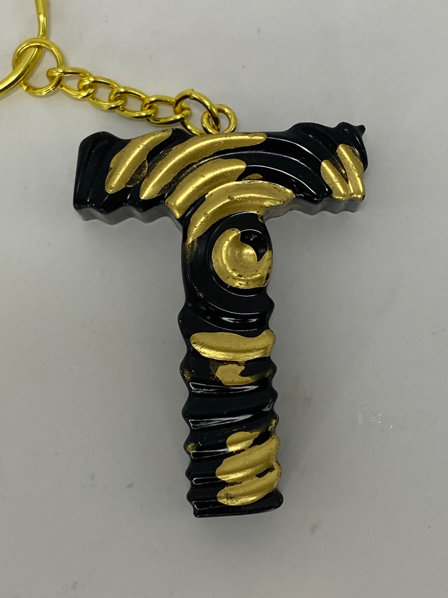Black & Gold Ripple Letter Keychains