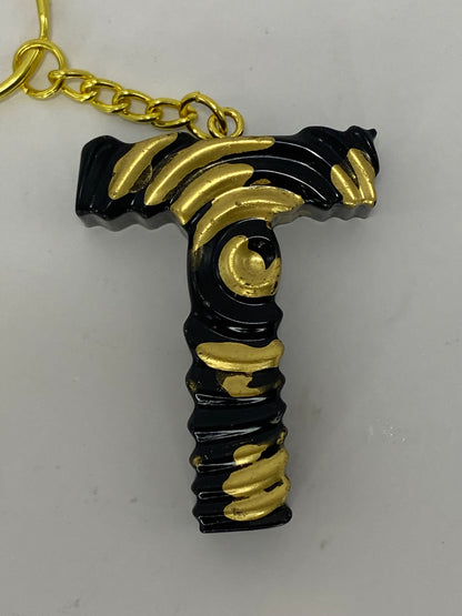 Black & Gold Ripple Letter Keychains