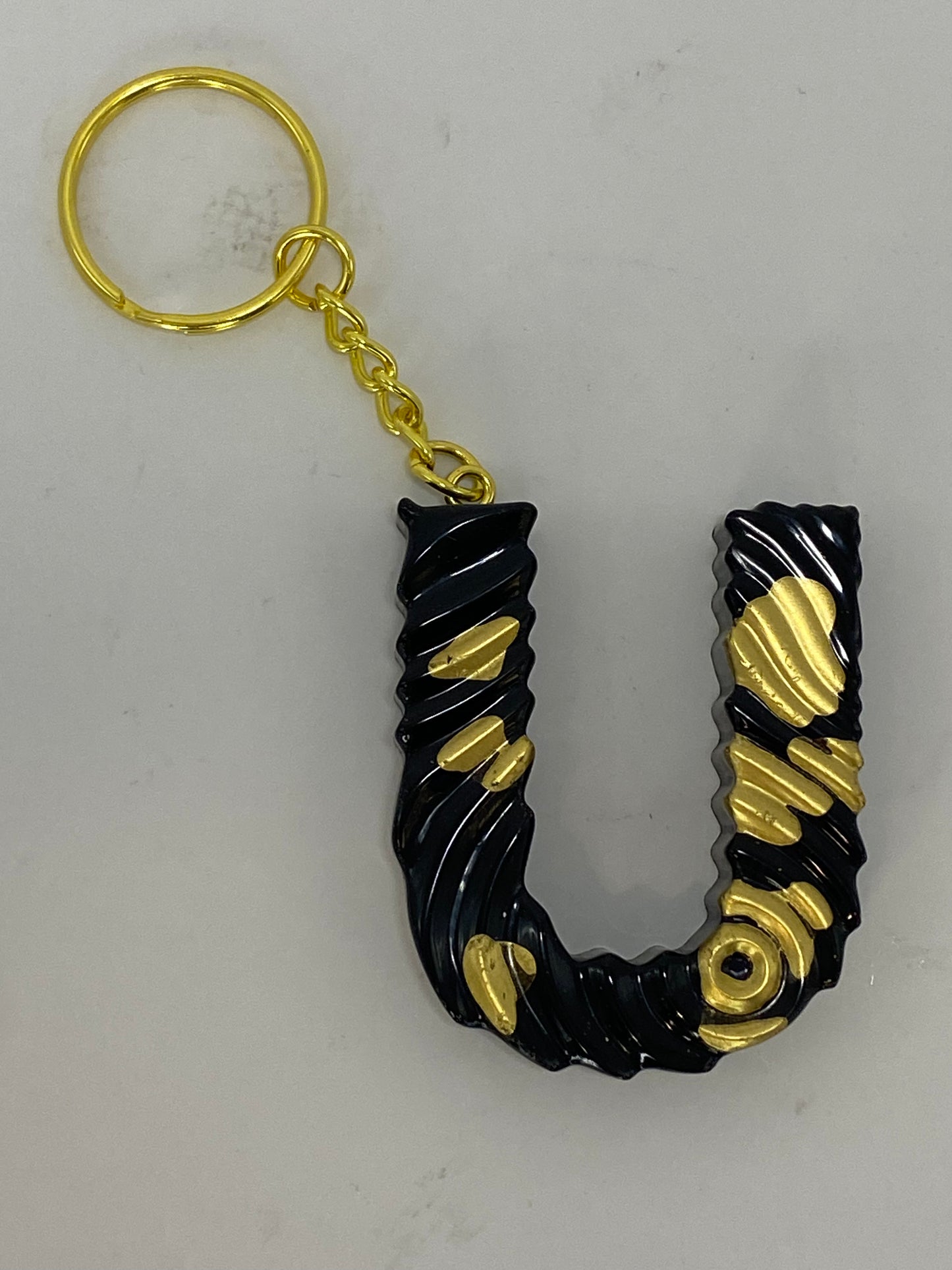 Black & Gold Ripple Letter Keychains