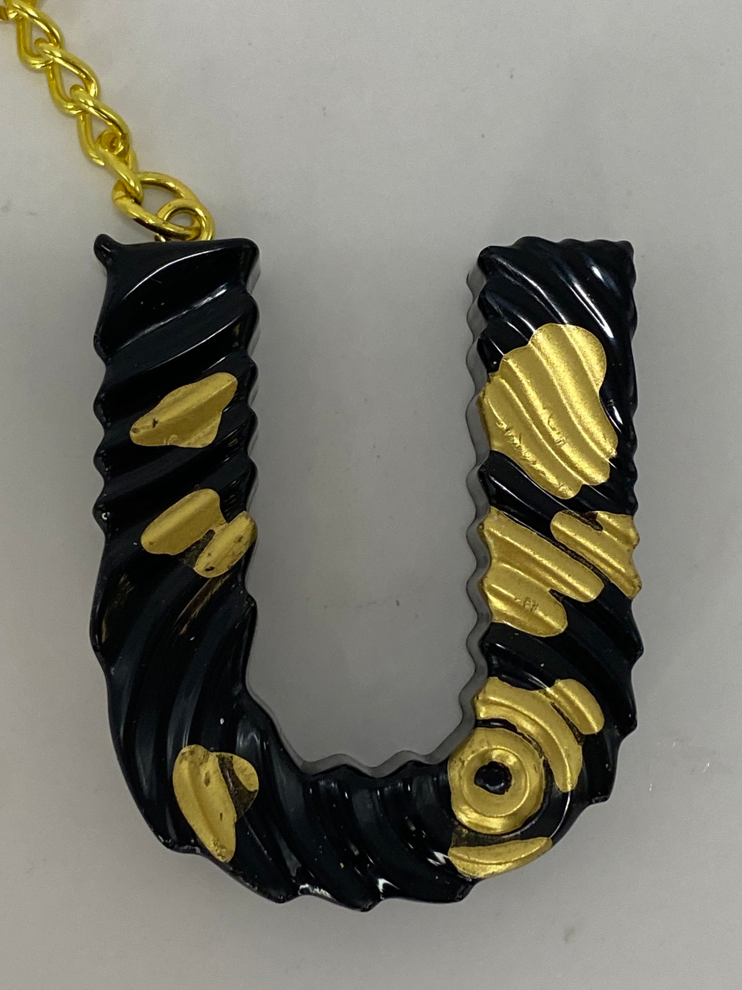 Black & Gold Ripple Letter Keychains