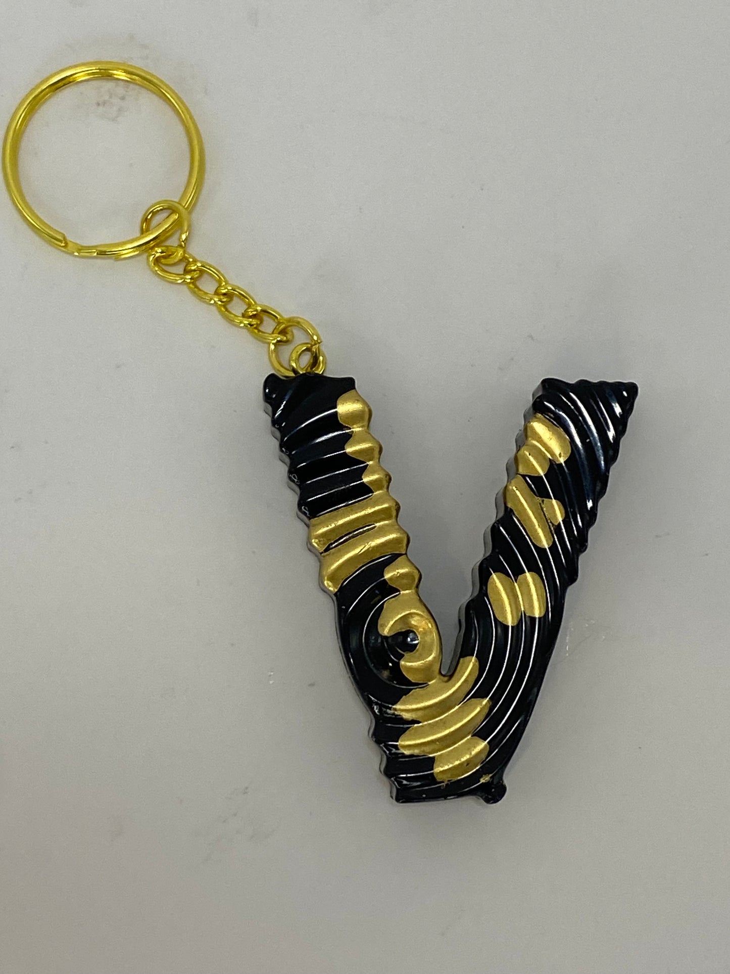 Black & Gold Ripple Letter Keychains