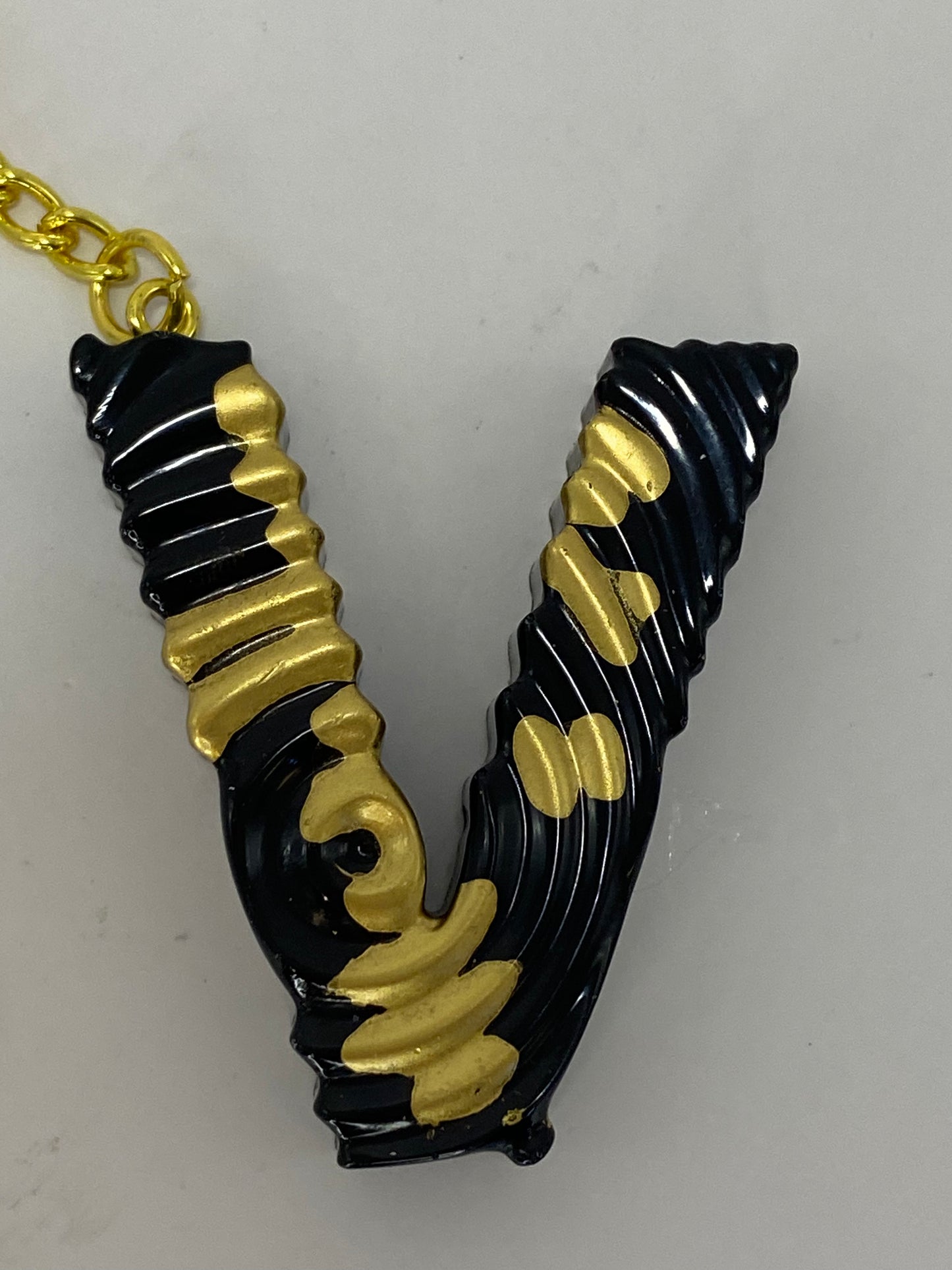 Black & Gold Ripple Letter Keychains