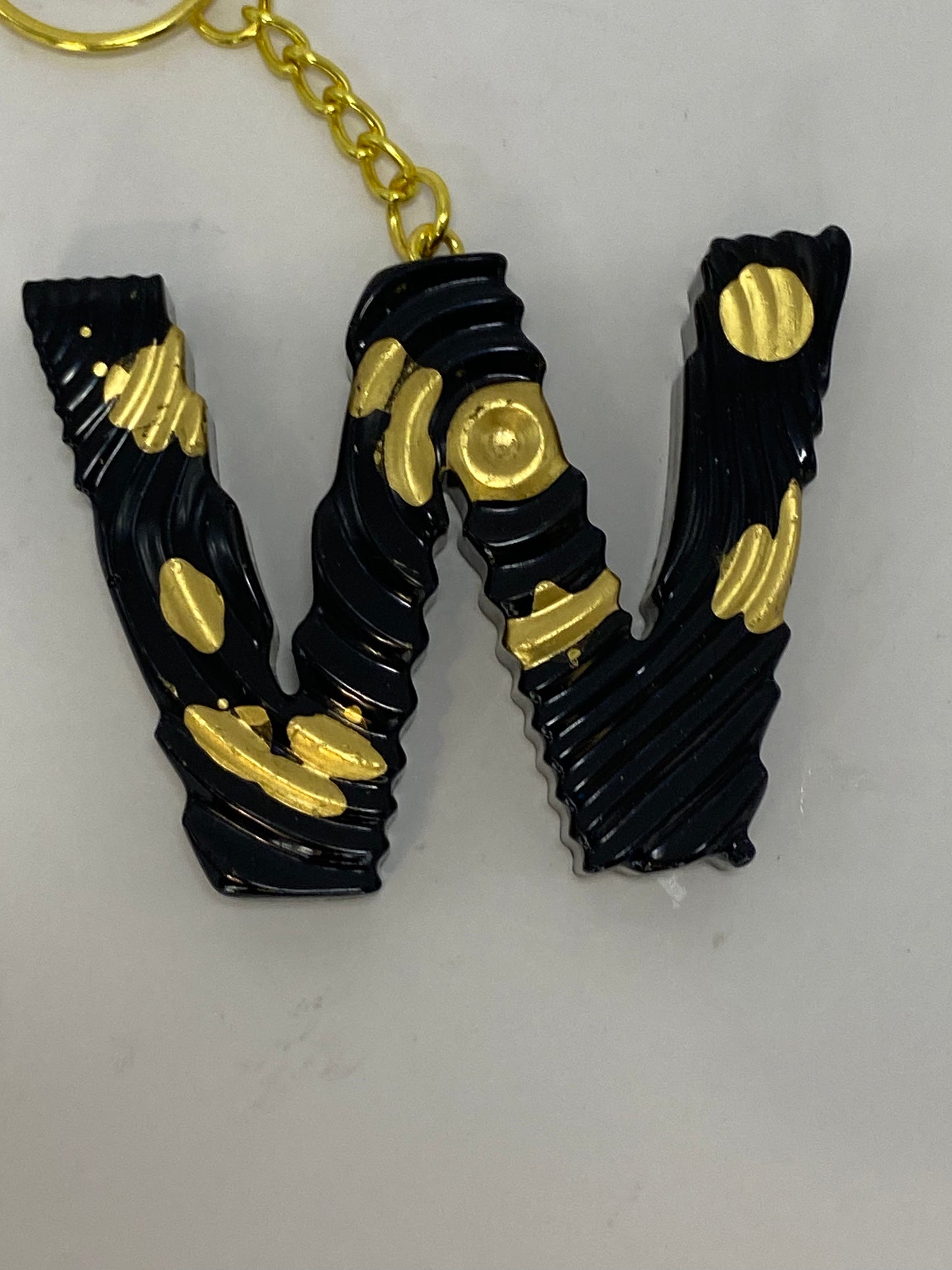 Black & Gold Ripple Letter Keychains
