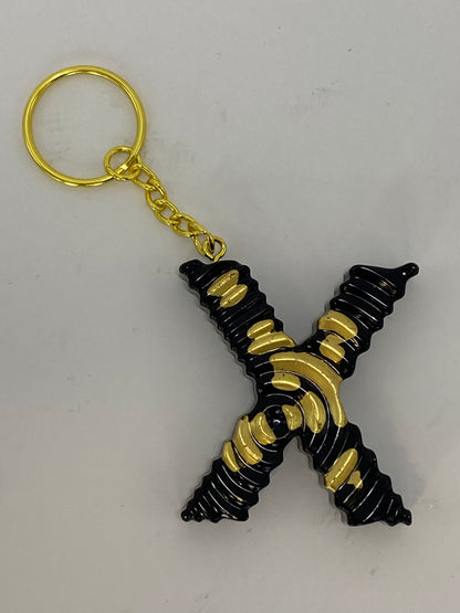 Black & Gold Ripple Letter Keychains