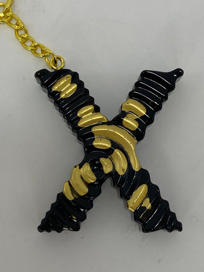 Black & Gold Ripple Letter Keychains
