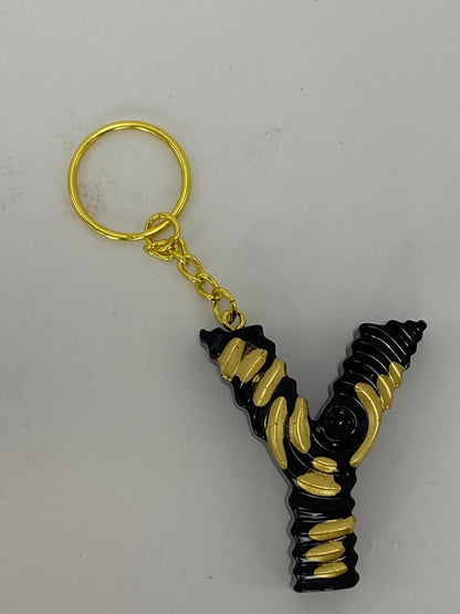 Black & Gold Ripple Letter Keychains