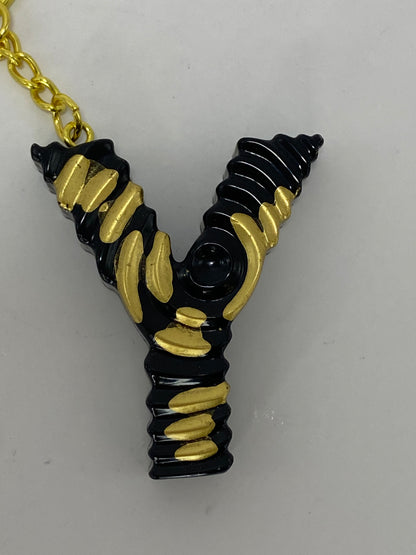 Black & Gold Ripple Letter Keychains