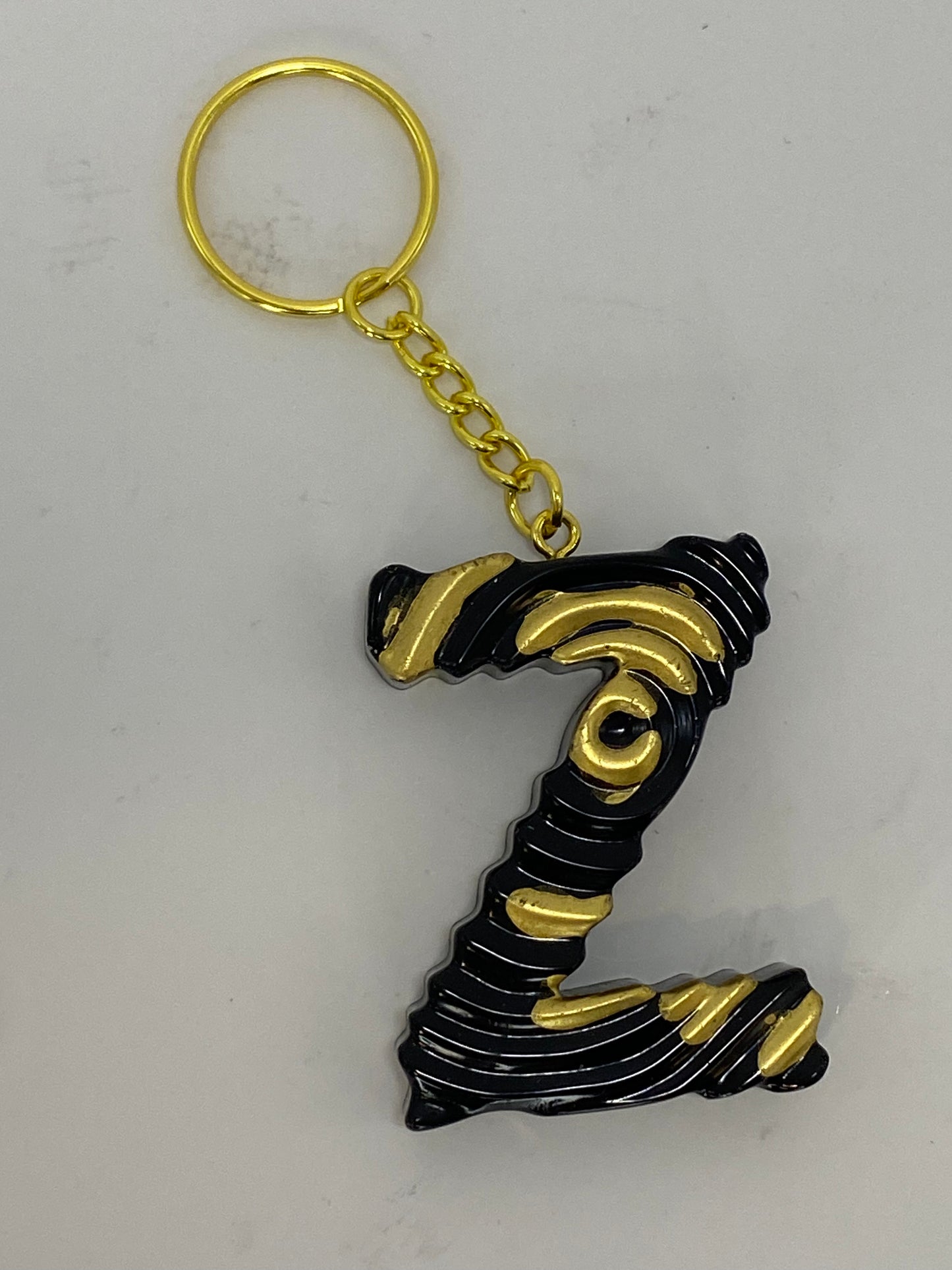 Black & Gold Ripple Letter Keychains
