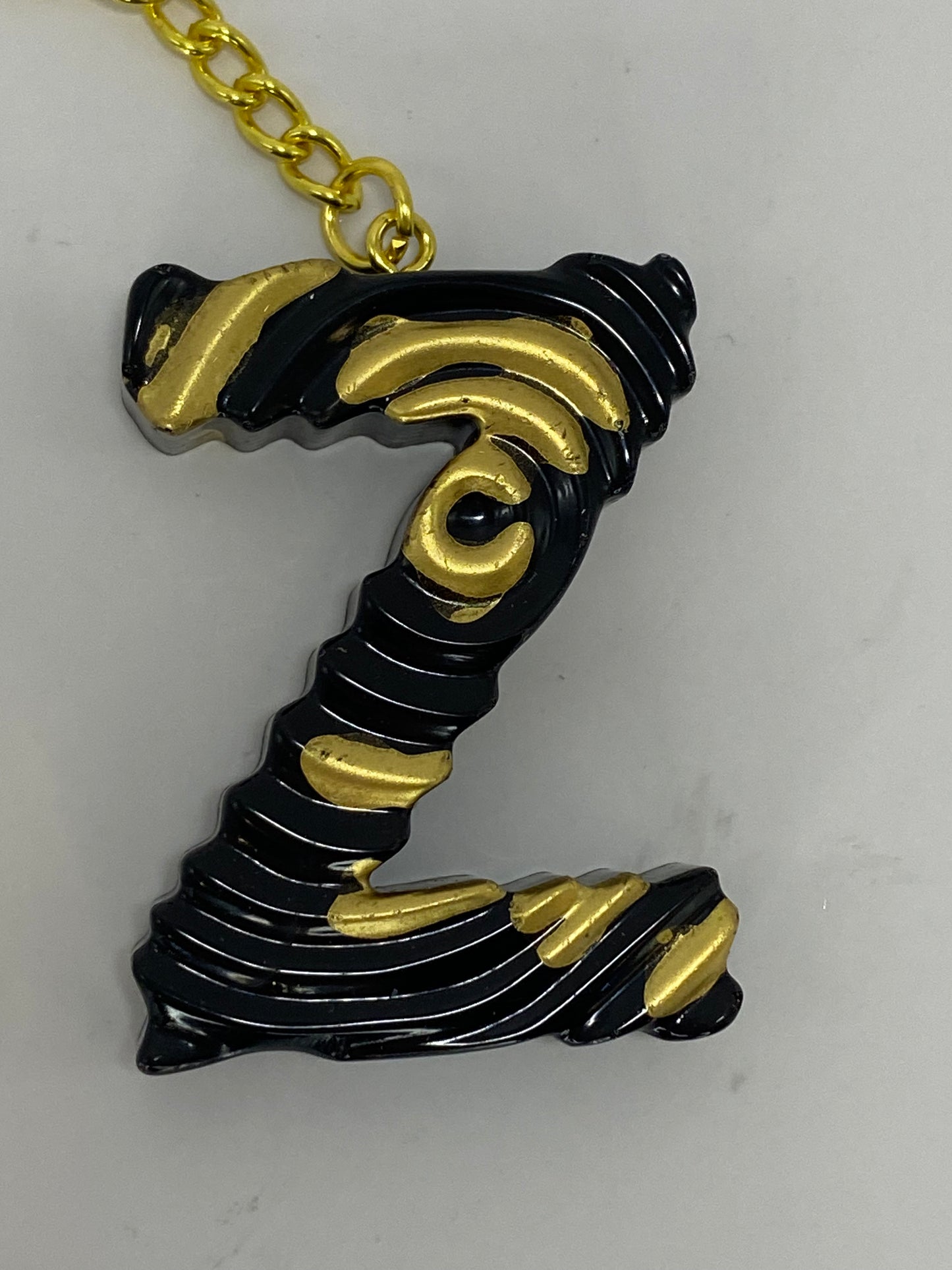 Black & Gold Ripple Letter Keychains