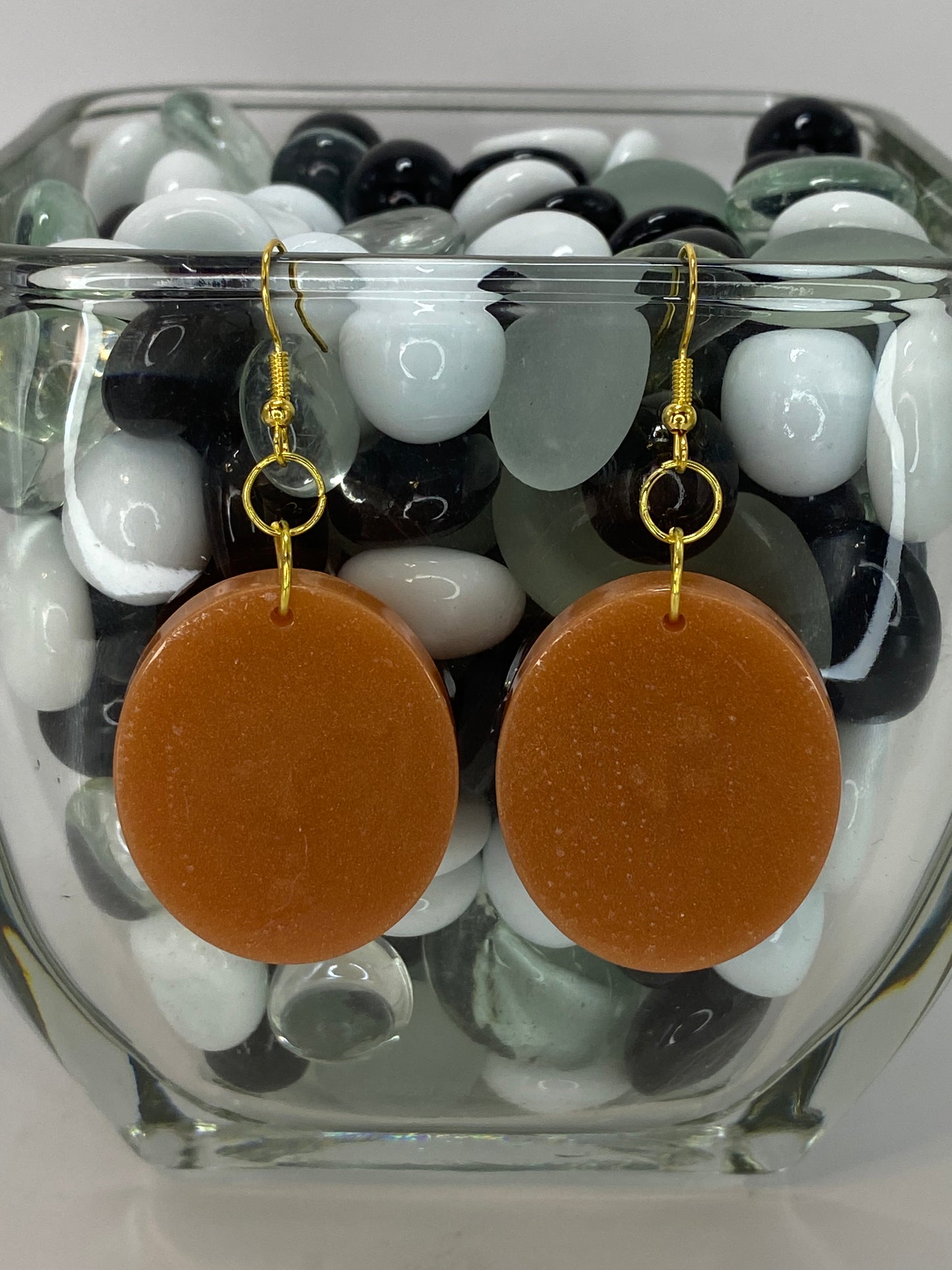 Golden Brown Oval Earrings Large Oval
