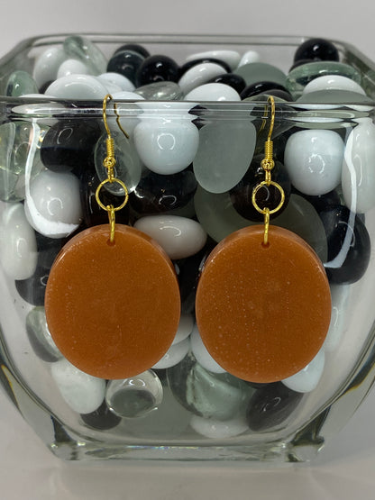 Golden Brown Oval Earrings Large Oval