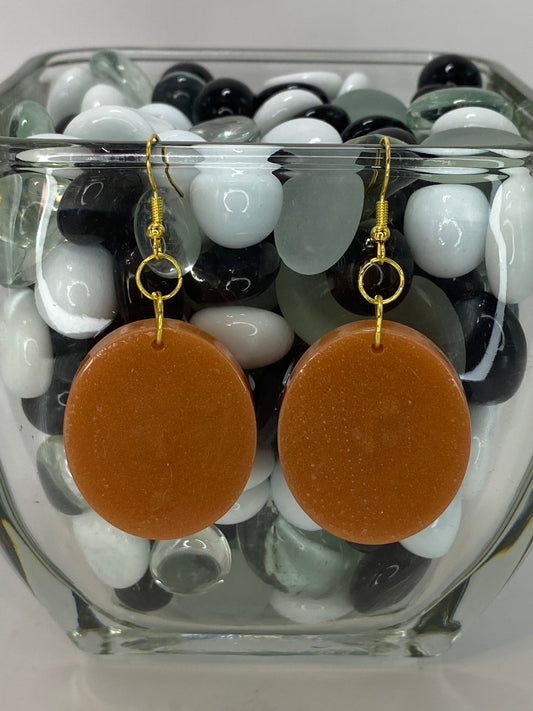 Golden Brown Oval Earrings Large Oval