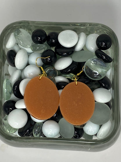 Golden Brown Oval Earrings Large Oval