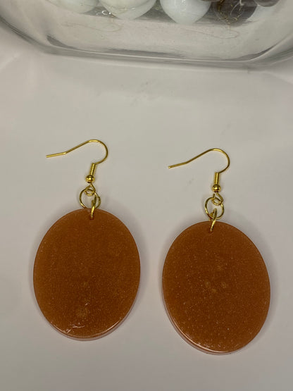 Golden Brown Oval Earrings Large Oval