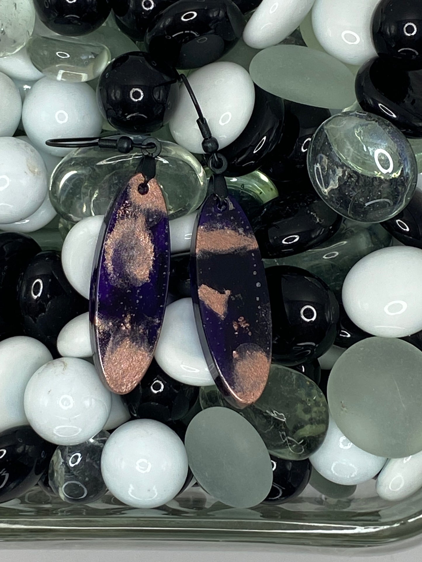 Purple & Rose Gold Oval Earrings