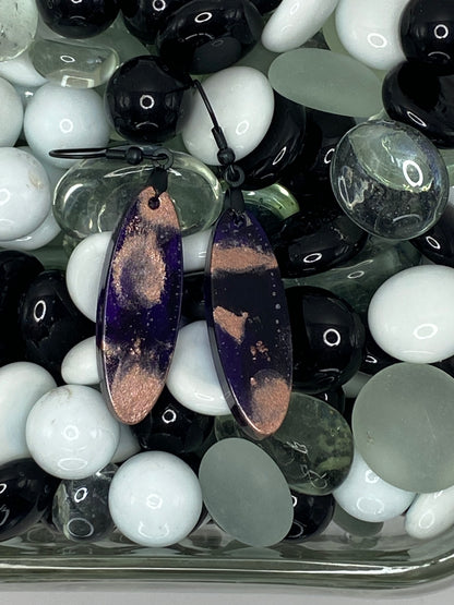 Purple & Rose Gold Oval Earrings