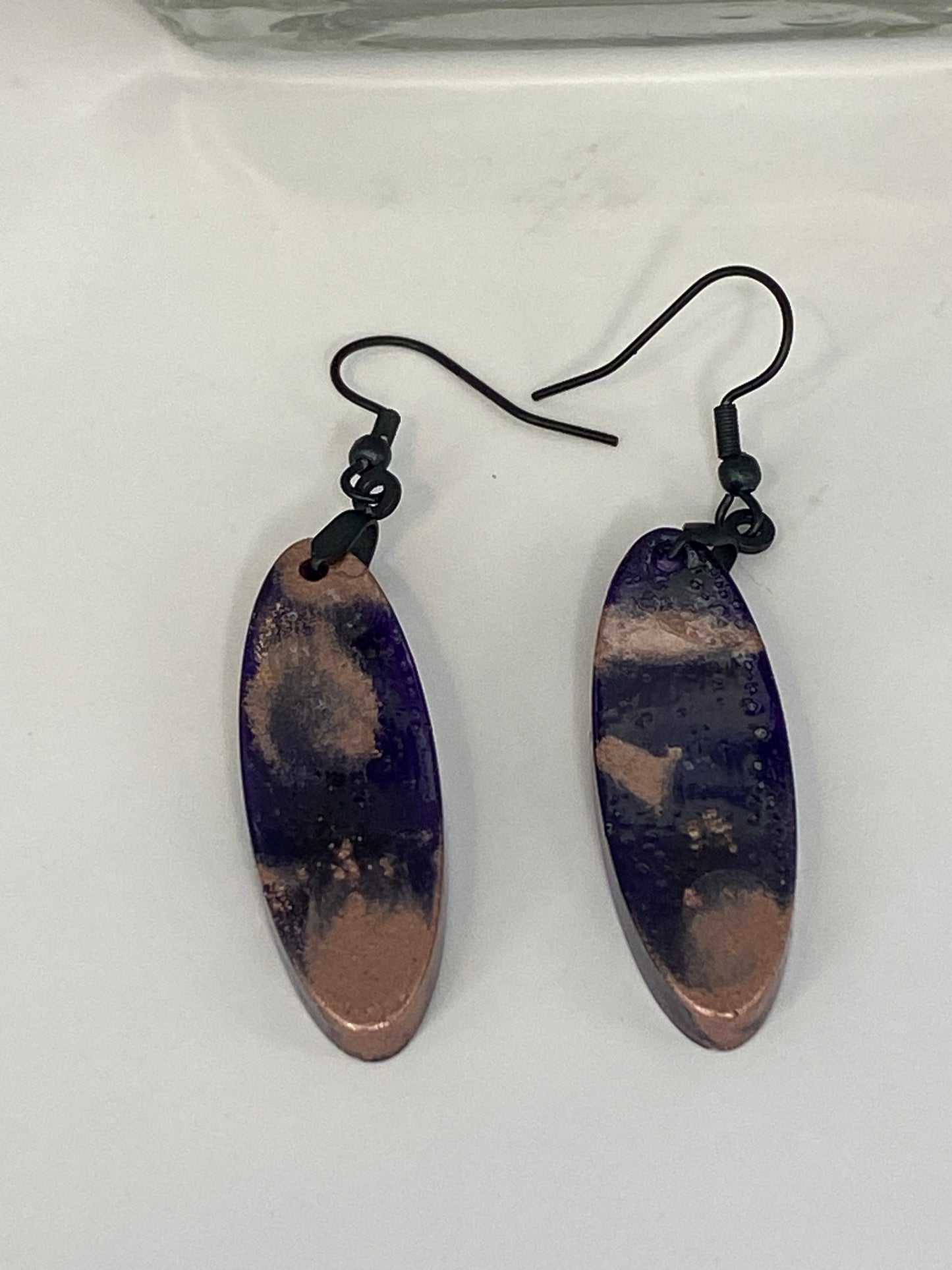 Purple & Rose Gold Oval Earrings