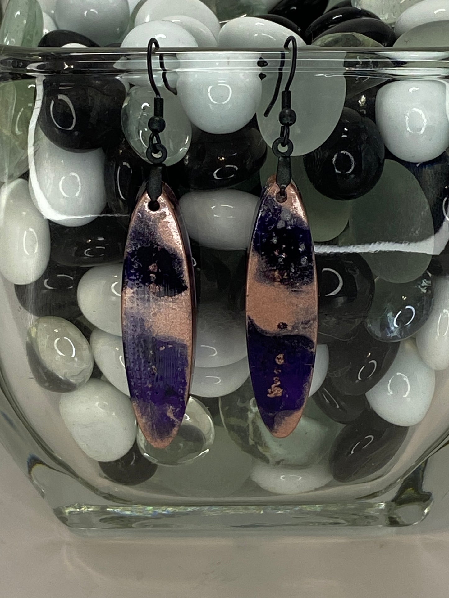 Purple & Rose Gold Oval Earrings