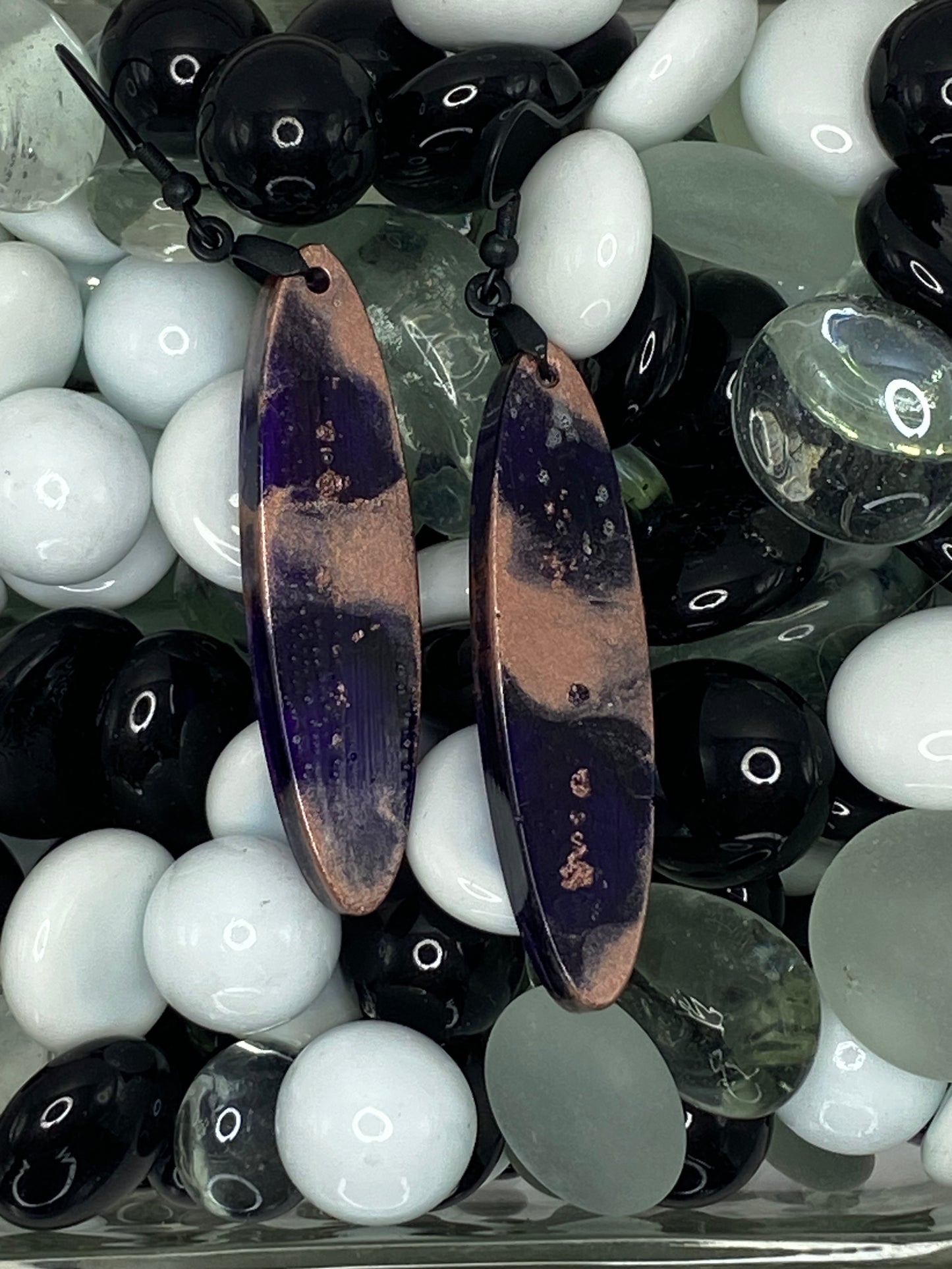 Purple & Rose Gold Oval Earrings