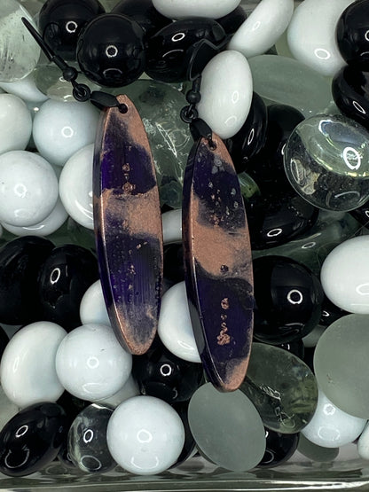 Purple & Rose Gold Oval Earrings