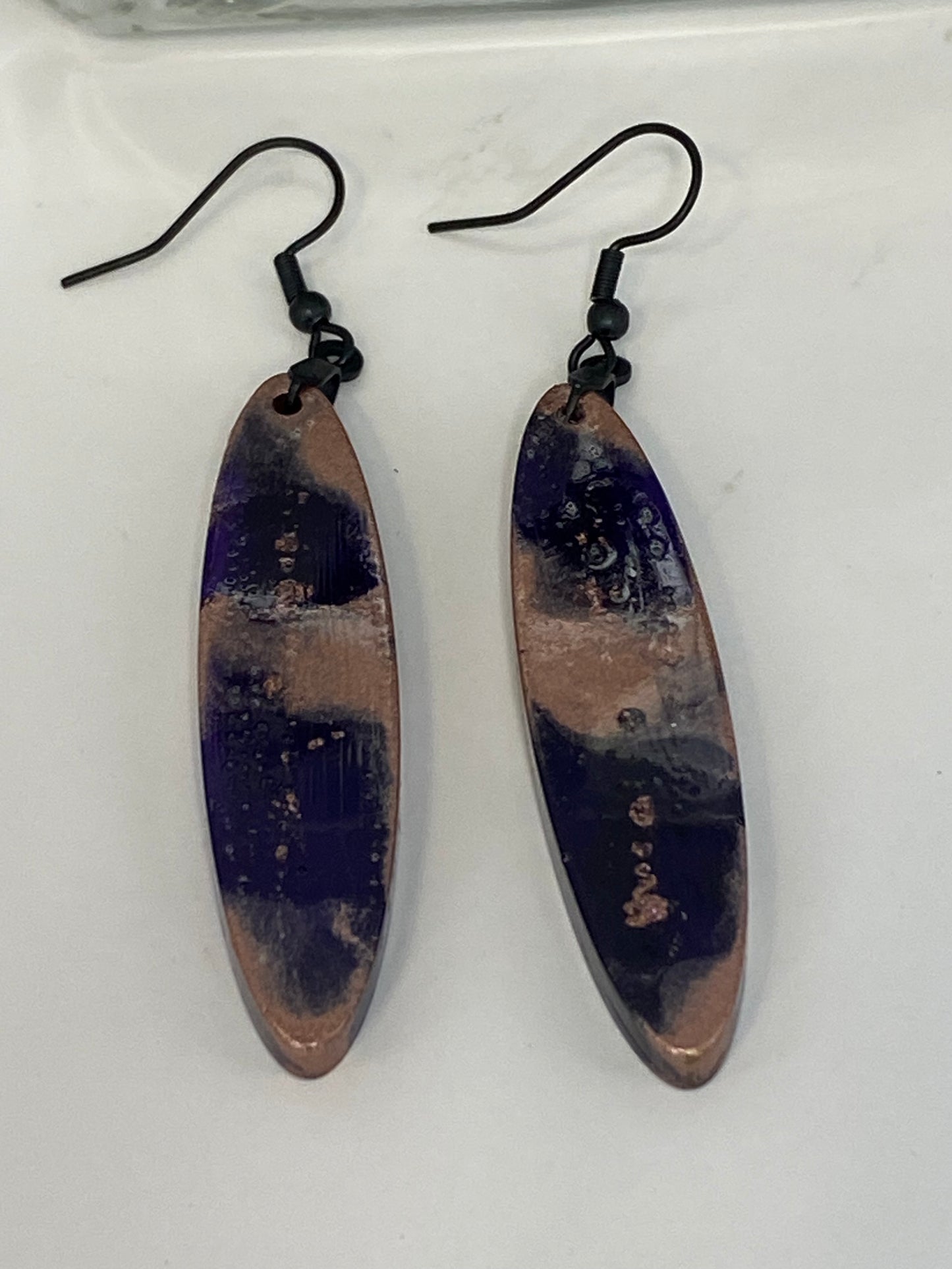 Purple & Rose Gold Oval Earrings