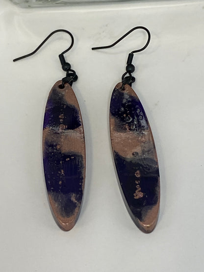Purple & Rose Gold Oval Earrings