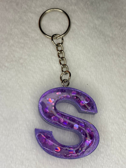 Basic Font Letter Keychains with Chunky Glitter