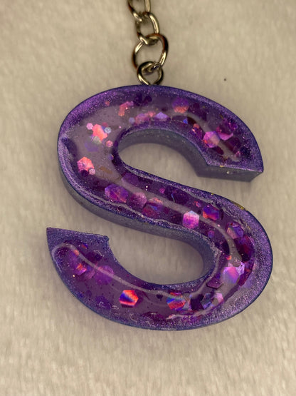 Basic Font Letter Keychains with Chunky Glitter