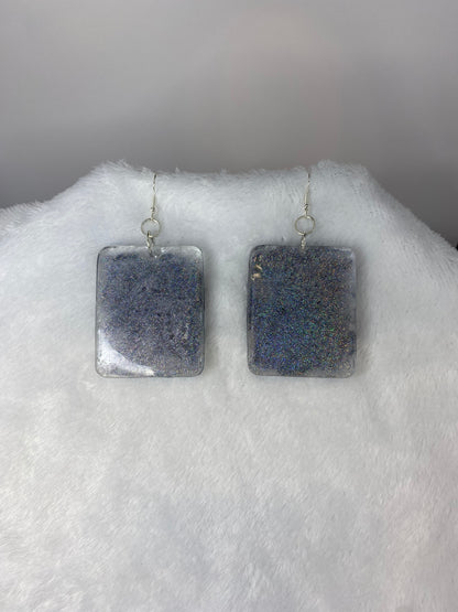 Holographic Glitter Earrings Rectangle Shaped