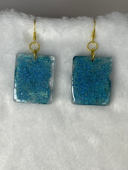 Holographic Glitter Earrings Rectangle Shaped