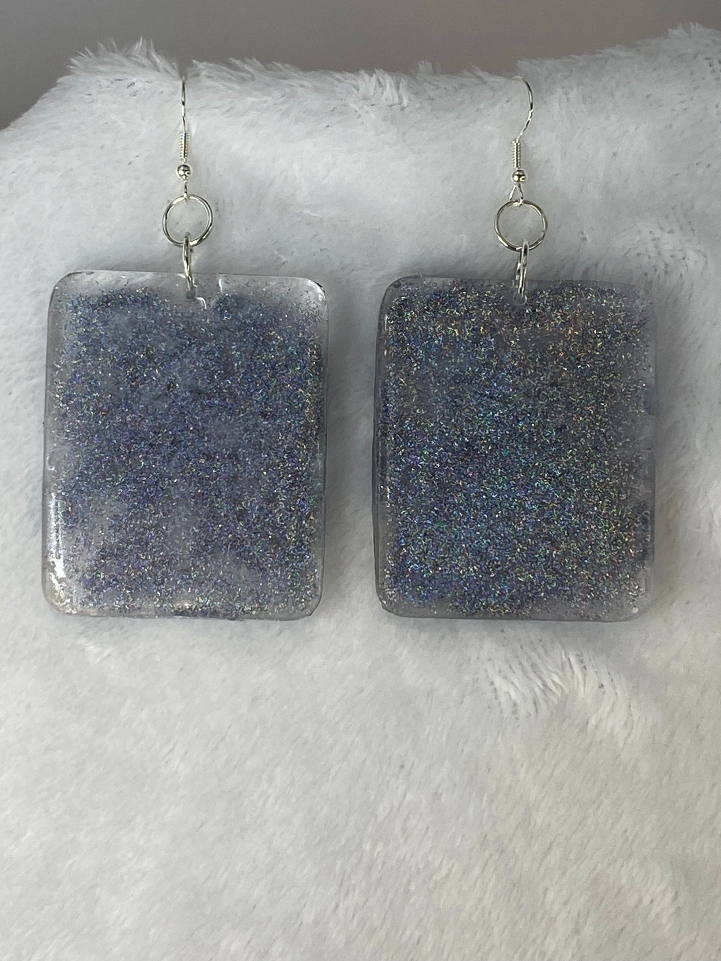 Holographic Glitter Earrings Rectangle Shaped