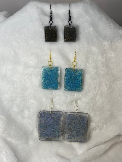 Holographic Glitter Earrings Rectangle Shaped