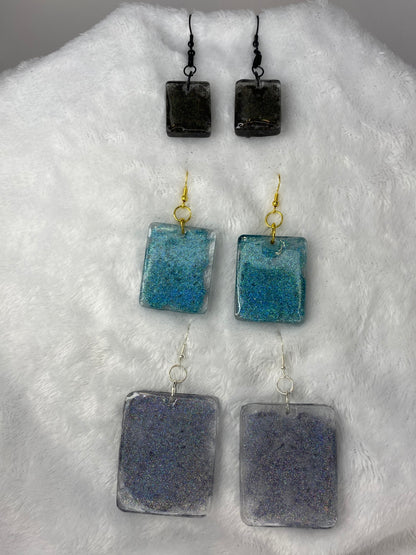 Holographic Glitter Earrings Rectangle Shaped