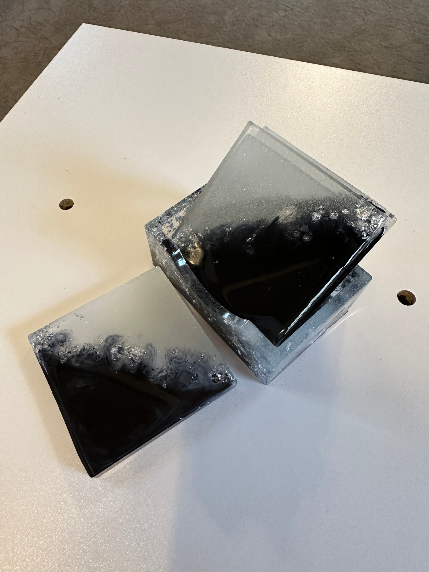 Black, White and Silver Foil Coaster Set