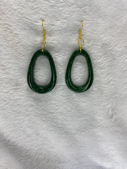 Green Glitter Earrings