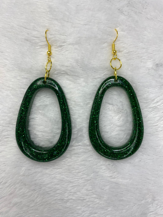 Green Glitter Earrings