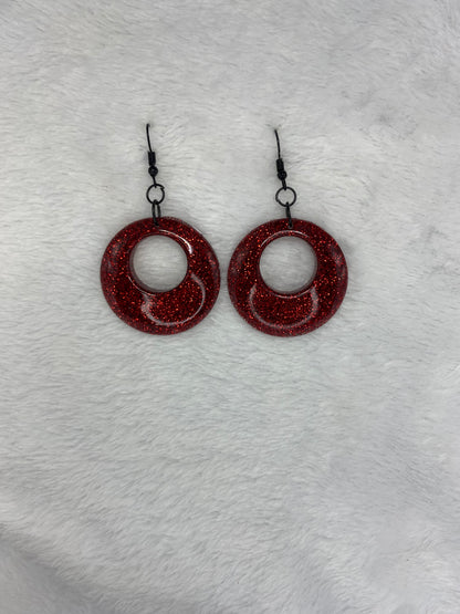 Red Glitter Earrings
