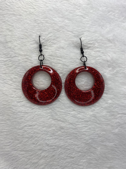 Red Glitter Earrings