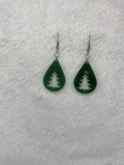 Glitter Tree Earrings