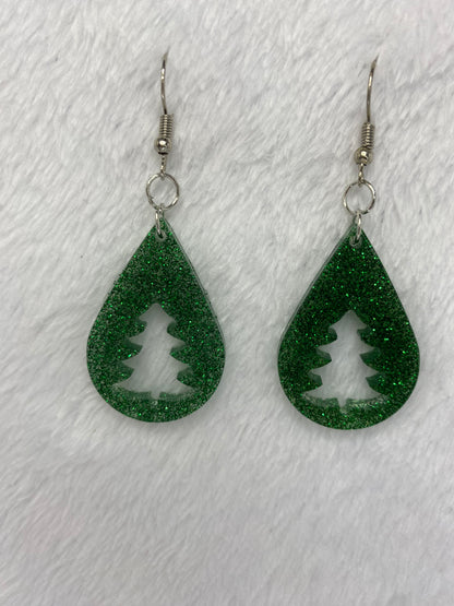 Glitter Tree Earrings