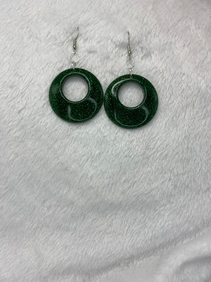 Green Glitter Earrings