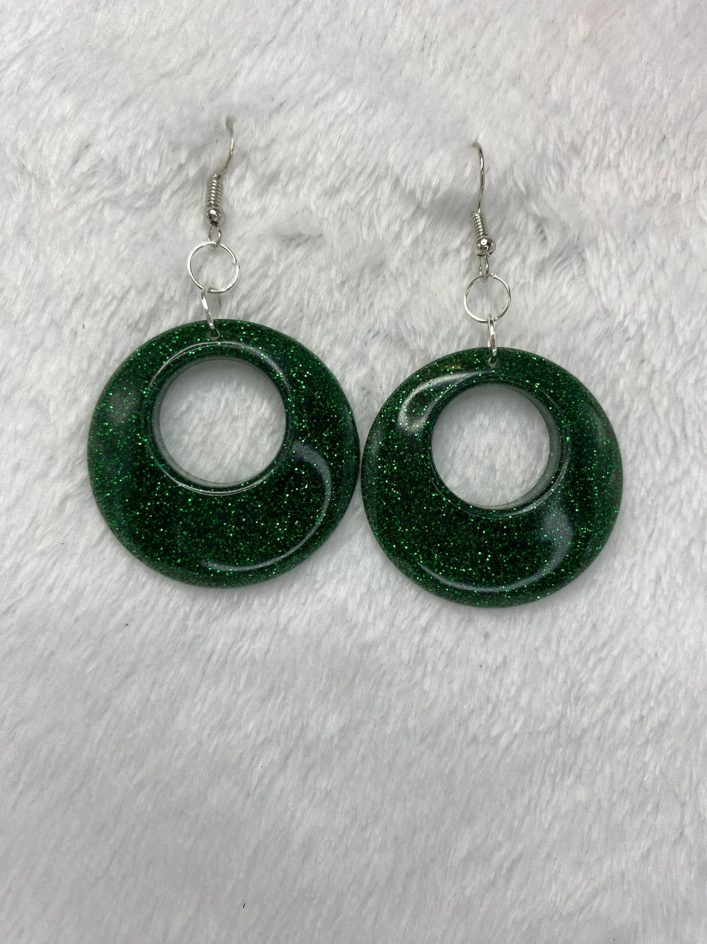 Green Glitter Earrings