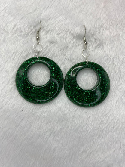 Green Glitter Earrings