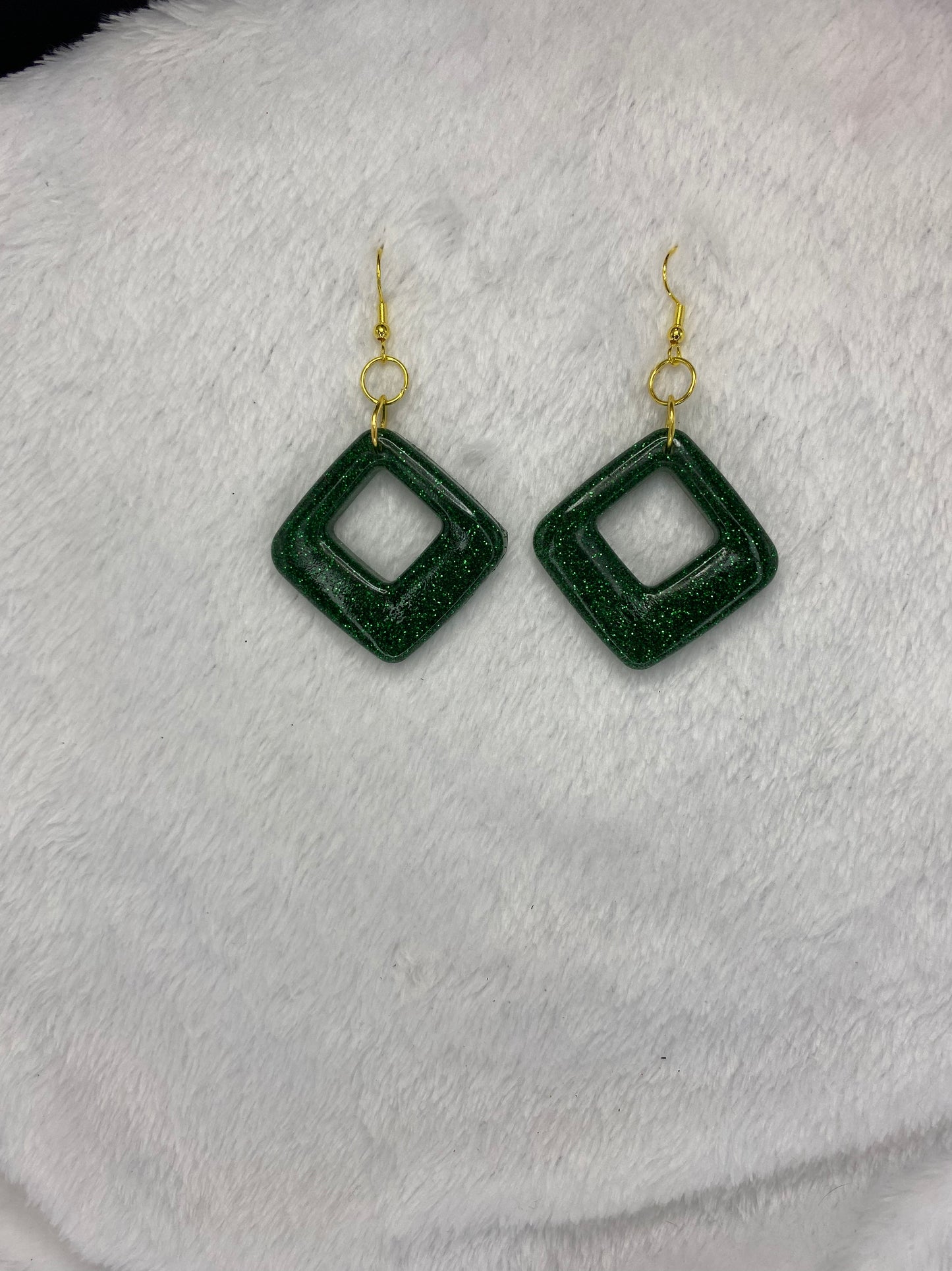 Green Glitter Earrings