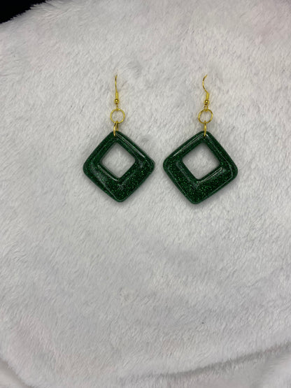 Green Glitter Earrings