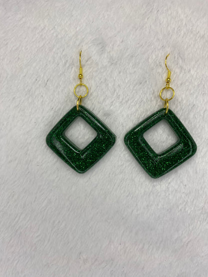 Green Glitter Earrings