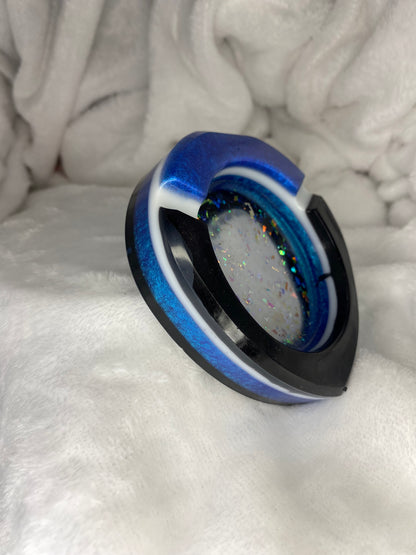 Blue, Black, White with Chunky Glitter Ashtray