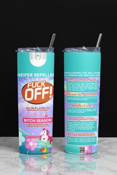 20 oz. Skinny Sublimation Tumblers-  F***k Off Spray