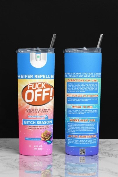 20 oz. Skinny Sublimation Tumblers-  F***k Off Spray